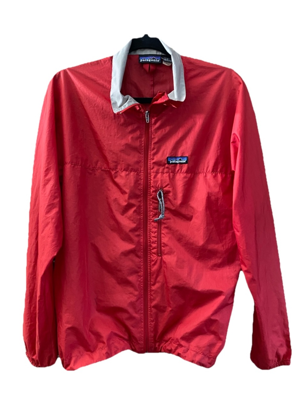 Patagonia Women's Windbreaker Jacket Red Full Zip Pockets Logo Size M